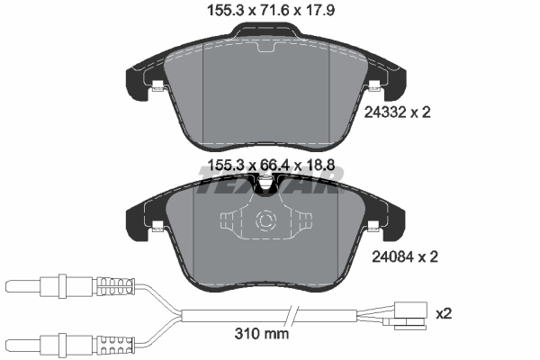 TEXTAR Bremseklodser 2433201 for PEUGEOT CITROËN (DF-PSA) CITROËN