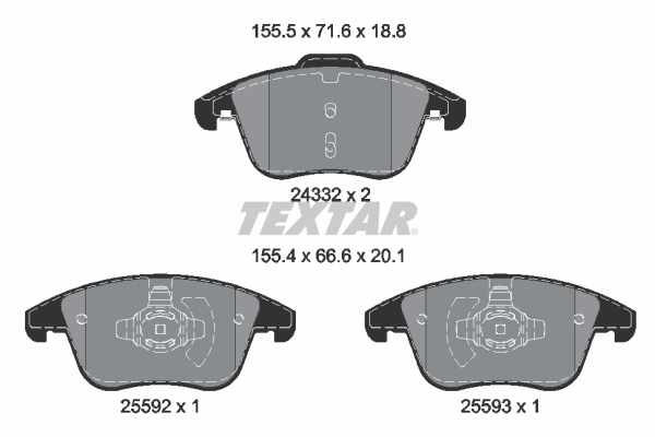 TEXTAR Bremseklodser 2433205 for FORD