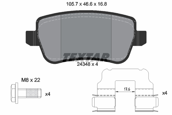 TEXTAR Bremseklodser 2434801 for FIAT