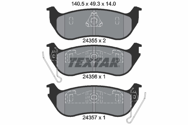 TEXTAR Bremseklodser 2435501 for JEEP CHRYSLER