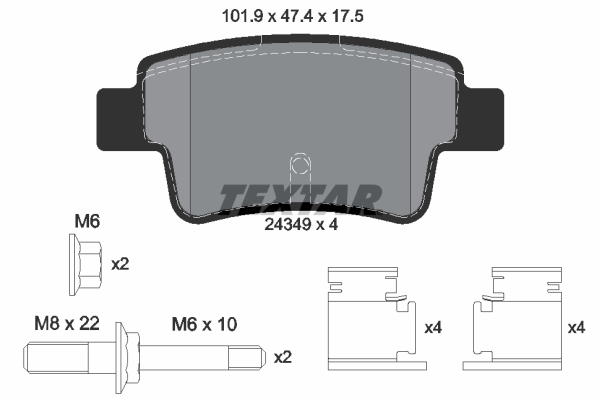 TEXTAR Bremseklodser 2434903 for OPEL