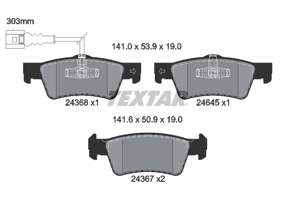 TEXTAR Bremseklodser 2436801 for AUDI