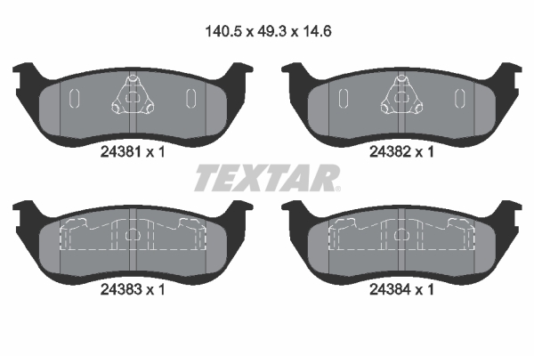 TEXTAR Bremseklodser 2438101 for FORD USA FORD