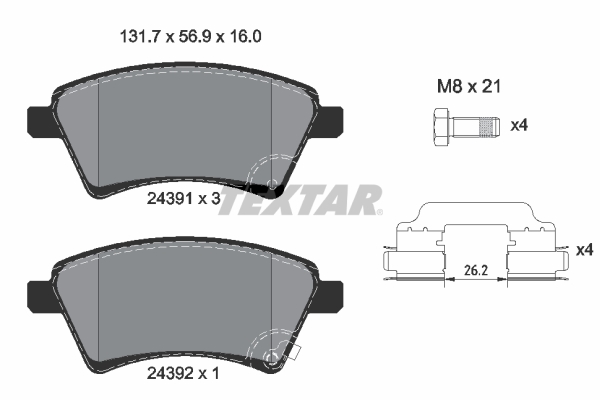 TEXTAR Bremseklodser 2439101 for FIAT SUZUKI
