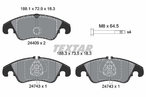 TEXTAR Bremseklodser 2440901 for FORD