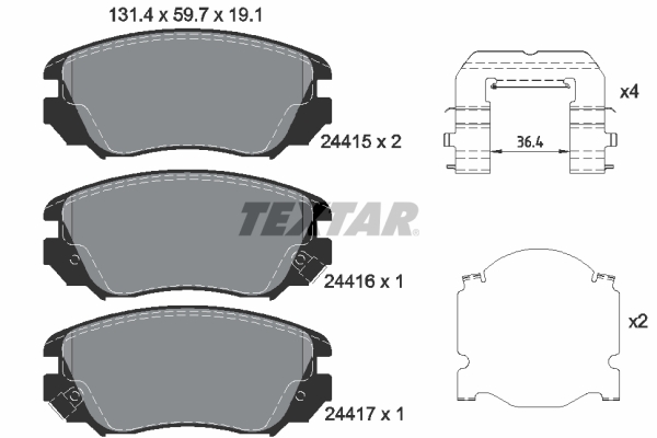 TEXTAR Bremseklodser 2441501 for OPEL CHEVROLET SAAB GMC