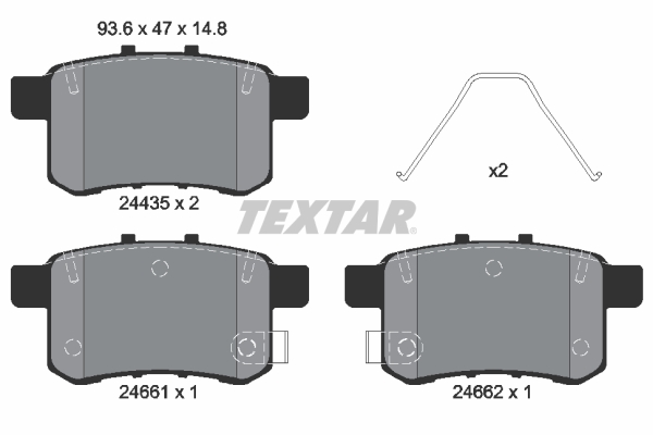 TEXTAR Bremseklodser 2443501 for HONDA PROTON