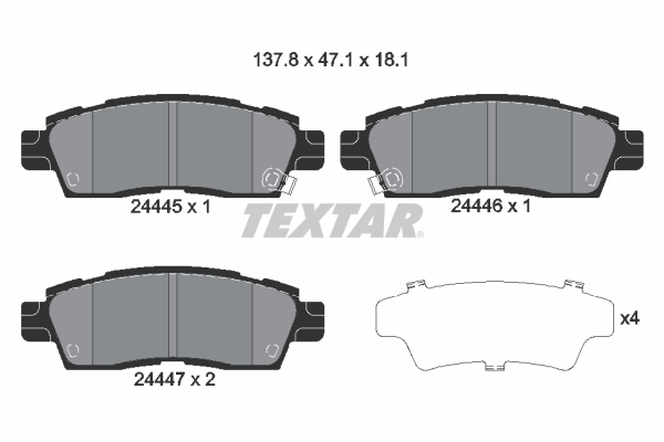 TEXTAR Bremseklodser 2444501 for BUICK OLDSMOBILE GMC CHEVROLET SAAB