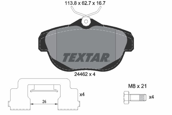TEXTAR Bremseklodser 2446201 for CITROËN CITROËN (DF-PSA)