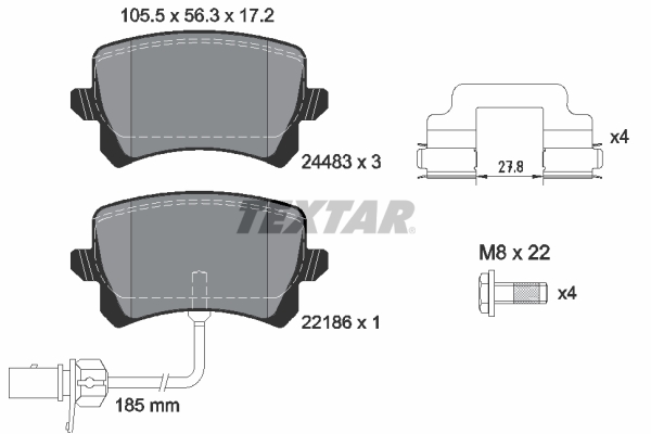 TEXTAR Bremseklodser 2448307 for AUDI