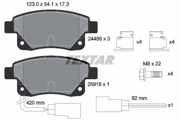TEXTAR Bremseklodser 2448601 for FORD