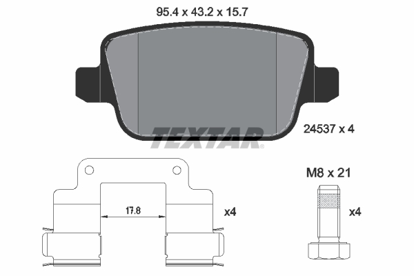TEXTAR Bremseklodser 2453702 for VOLVO LAND ROVER