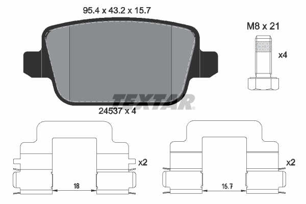 TEXTAR Bremseklodser 2453703 for FORD FORD (CHANGAN)
