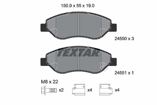 TEXTAR Bremseklodser 2455001 for OPEL GENERAL MOTORS