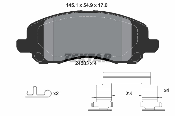 TEXTAR Bremseklodser 2458301 for CHRYSLER DODGE MITSUBISHI JEEP