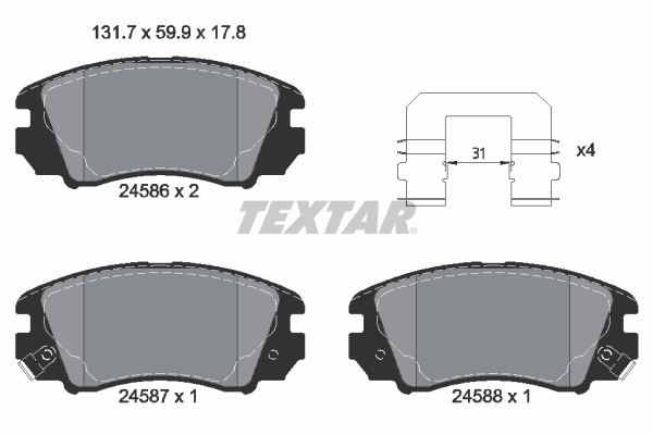 TEXTAR Bremseklodser 2458601 for KIA
