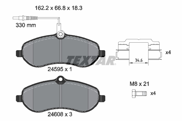 TEXTAR Bremseklodser 2459501 for CITROËN FIAT PEUGEOT TOYOTA