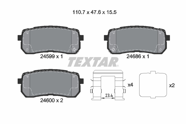 TEXTAR Bremseklodser 2459904 for HYUNDAI KIA