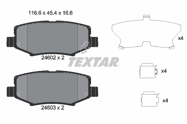 TEXTAR Bremseklodser 2460201 for JEEP DODGE CHRYSLER TATA