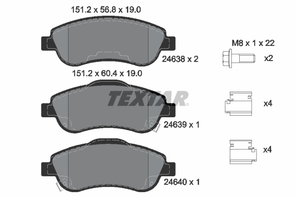 TEXTAR Bremseklodser 2463801 for HONDA