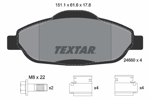 TEXTAR Bremseklodser 2466001 for CITROËN PEUGEOT