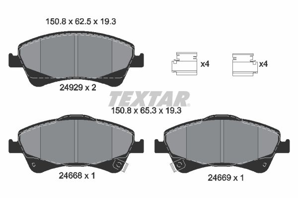 TEXTAR Bremseklodser 2466801 for TOYOTA