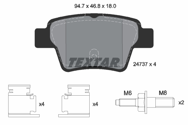 TEXTAR Bremseklodser 2473701 for PEUGEOT BYD