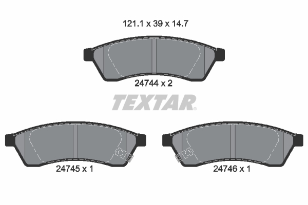 TEXTAR Bremseklodser 2474401 for CHEVROLET SUZUKI