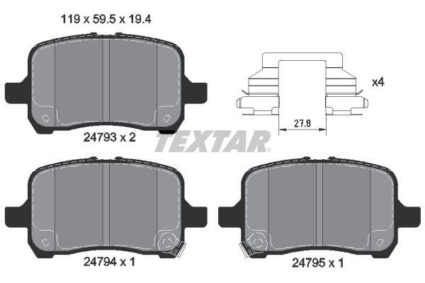 TEXTAR Bremseklodser 2479301 for OPEL CHEVROLET PONTIAC