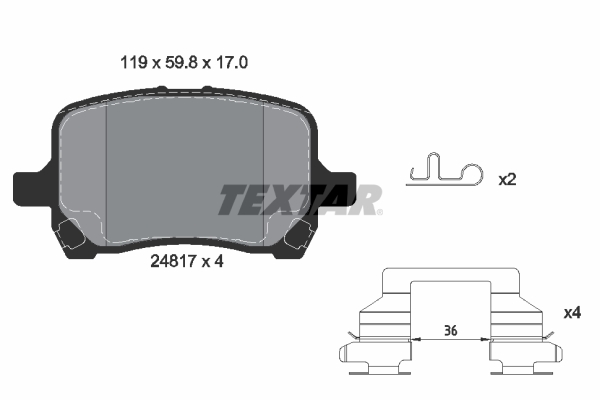 TEXTAR Bremseklodser 2481701 for CHEVROLET PONTIAC