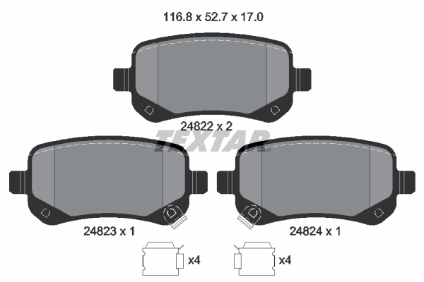 TEXTAR Bremseklodser 2482201 for VW CHRYSLER DODGE FIAT