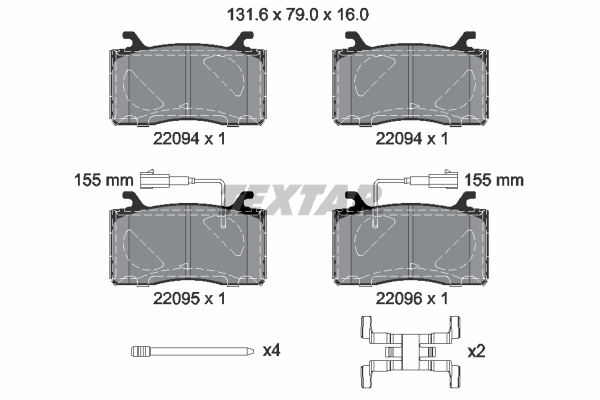 TEXTAR Bremseklodser 2209401 for ALFA ROMEO