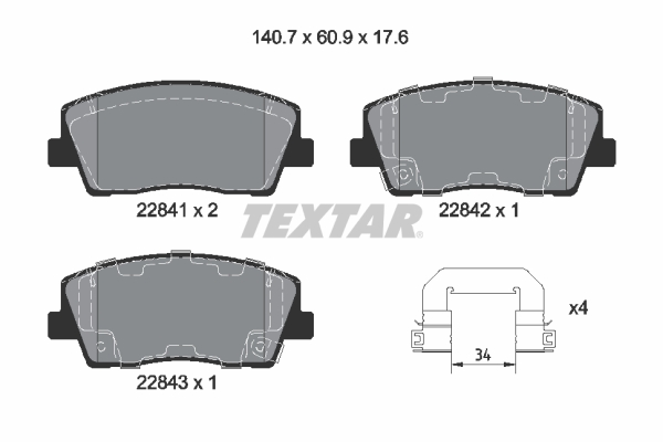 TEXTAR Bremseklodser 2284101 for KIA
