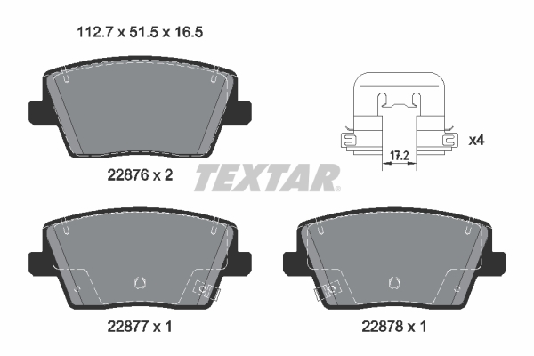 TEXTAR Bremseklodser 2287601 for HYUNDAI