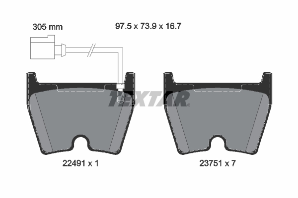 TEXTAR Bremseklodser 2249101 for AUDI VW SEAT SKODA FIAT
