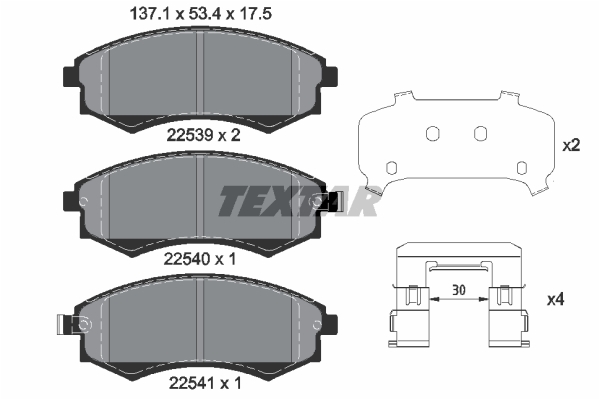 TEXTAR Bremseklodser 2253901 for HYUNDAI KIA