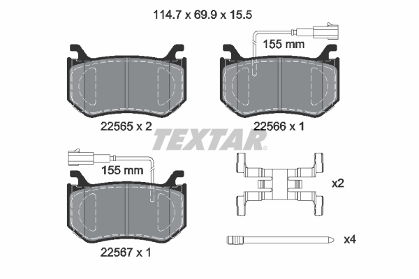 TEXTAR Bremseklodser 2256501 for ALFA ROMEO