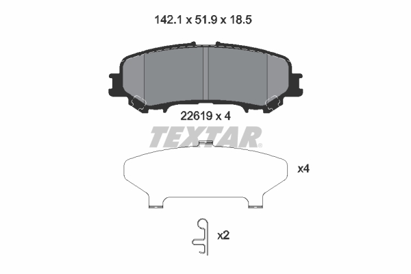 TEXTAR Bremseklodser 2261901 for NISSAN
