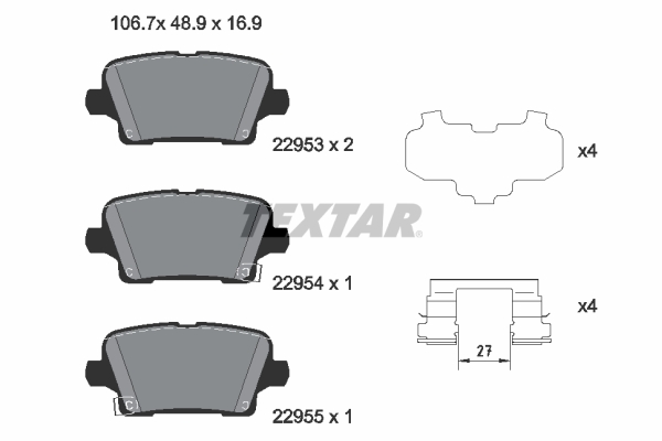 TEXTAR Bremseklodser 2295301 for BUICK OPEL BUICK (SGM)