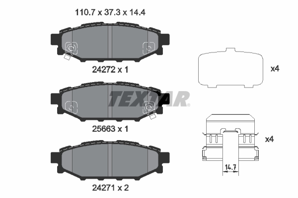 TEXTAR Bremseklodser 2427201 for SUBARU TOYOTA