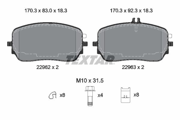 TEXTAR Bremseklodser 2296201 for MERCEDES-BENZ