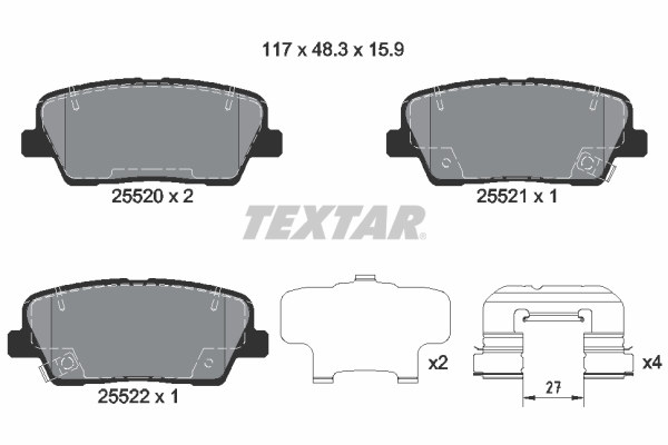 TEXTAR Bremseklodser 2552008 for HYUNDAI GENESIS