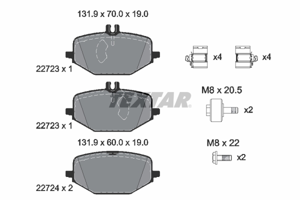 TEXTAR Bremseklodser 2272301 for MERCEDES-BENZ