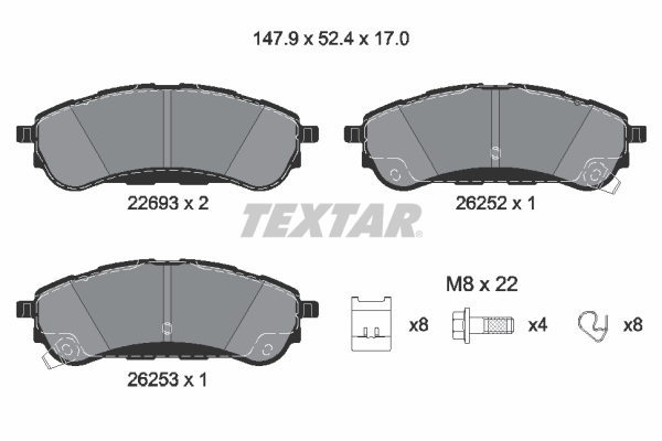 TEXTAR Bremseklodser 2269301 for FORD FORD AUSTRALIA
