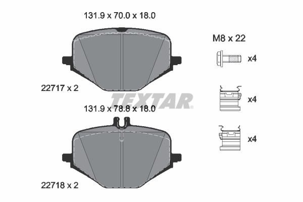 TEXTAR Bremseklodser 2271701 for MERCEDES-BENZ