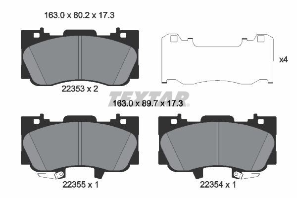 TEXTAR Bremseklodser 2235301 for FORD USA FORD ASIA & OCEANIA