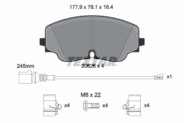 TEXTAR Bremseklodser 2062601 for AUDI