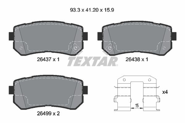 TEXTAR Bremseklodser 2643701 for HYUNDAI