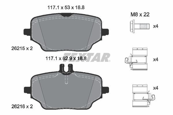 TEXTAR Bremseklodser 2621501 for MERCEDES-BENZ