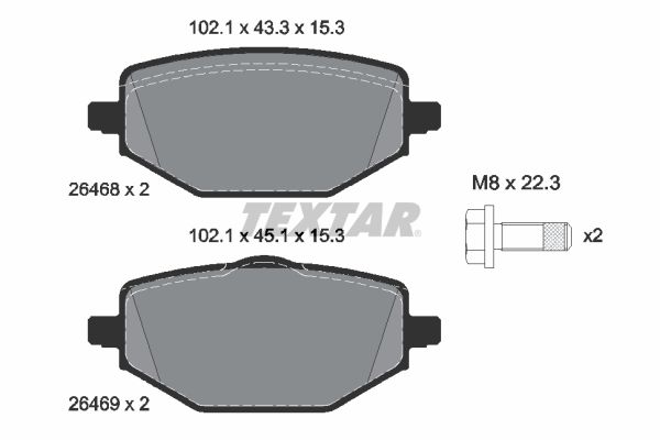 TEXTAR Bremseklodser 2646801 for MITSUBISHI RENAULT
